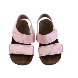 Wonder Nation Girls Pink Glitter Two Strap Footbed Toddler Sandals - 6